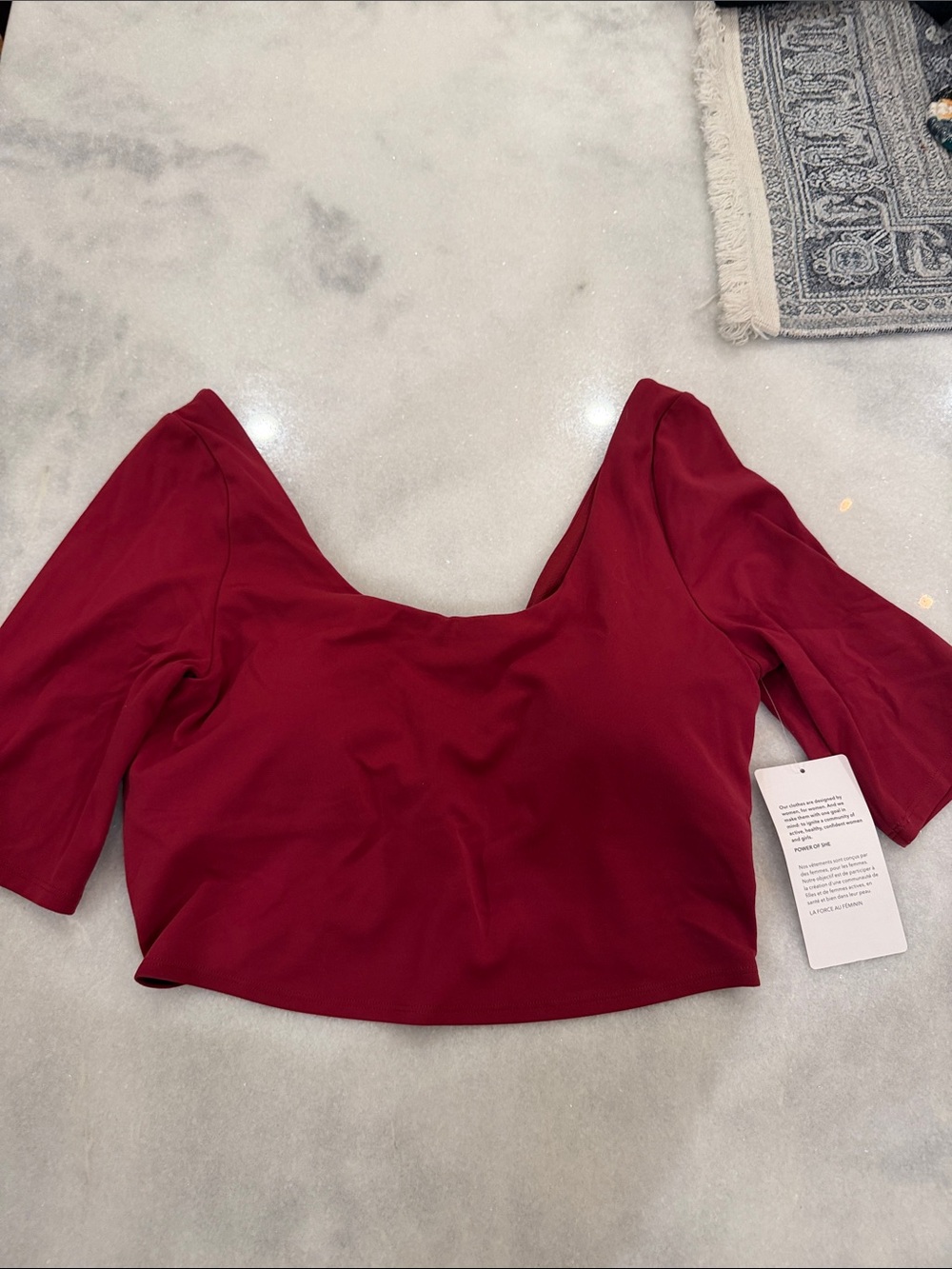 Athleta Women's Square Neck Crop Top - Wine Red